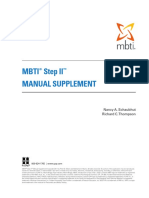 Mbti Step II Manual Supplement: Nancy A. Schaubhut Richard C.Thompson