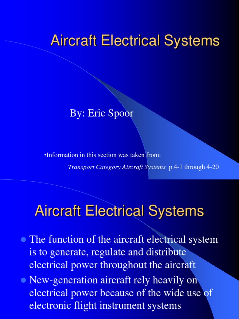 Aircraft Electrical Systems PDF Electric Generator Electric Power