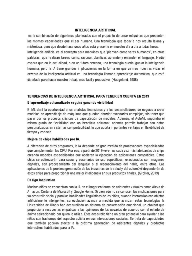 Tendencias de IA para 2019 y su impacto | PDF | Red neuronal artificial ...