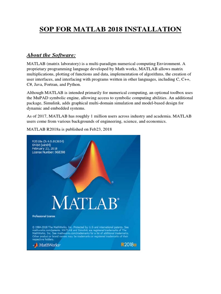 MATLAB 2018a Installation SOP | PDF | Matlab | Computing
