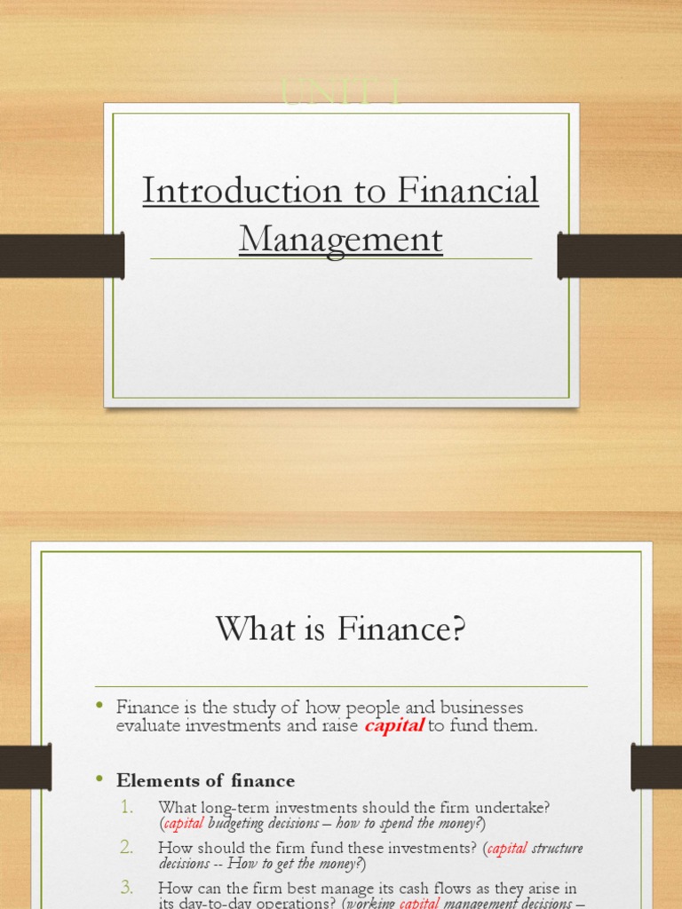 Introduction To Financial Management: Unit I | PDF | Market Liquidity ...