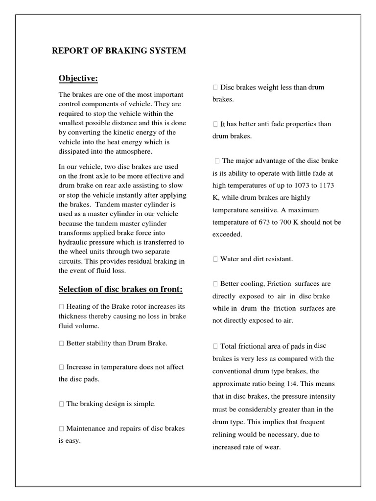 Advantages of Disc Brakes in Vehicles | PDF | Brake | Vehicles