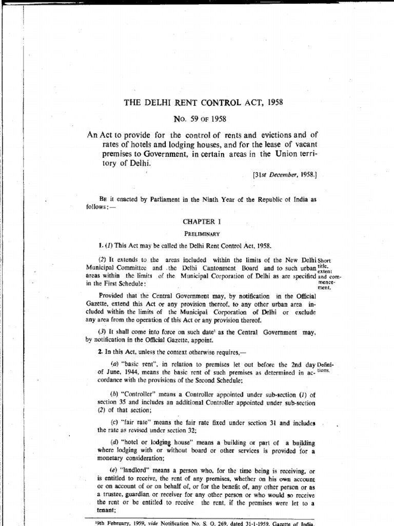 The delhi rent control act 1958[1].pdf Lease Leasehold Estate