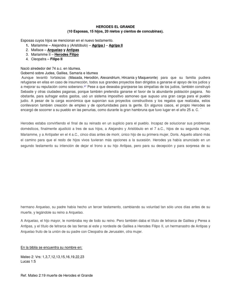 Herdoes Biblicos Pdf Herodes El Grande Herodes Antipas
