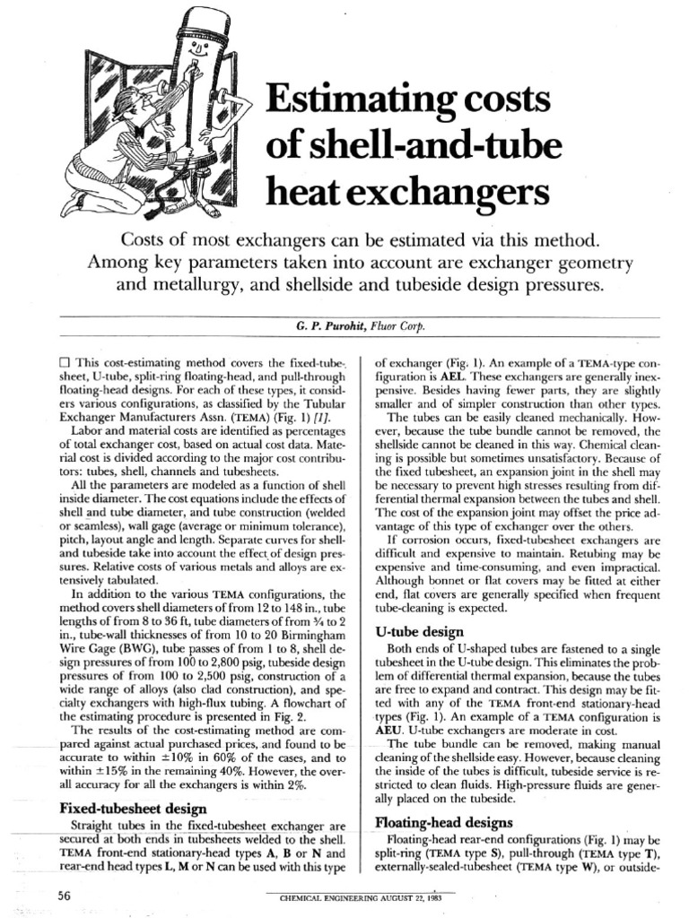 Estimating Costs of Shell and Tube Heat Exchangers PDF | PDF
