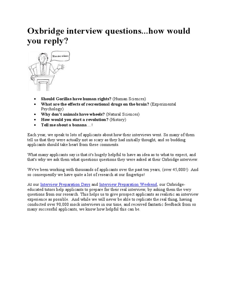 Preparing for Oxbridge Interviews Sample Questions from Common
