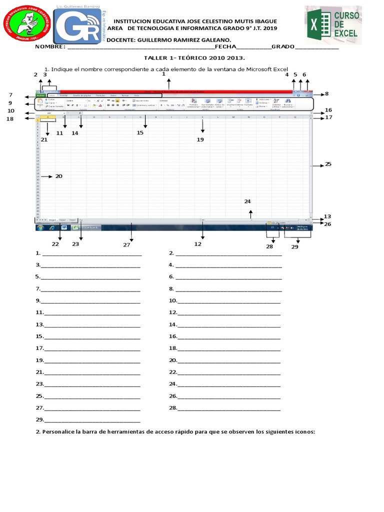 Grado 9c2b0 Taller 1 P | PDF | Microsoft Excel