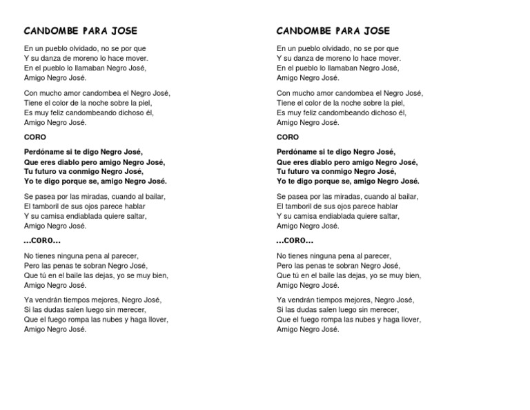 Candombe y Amistad: Negro José | PDF