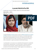 Malala y Satyarthi, Premio Nobel de La Paz 2014