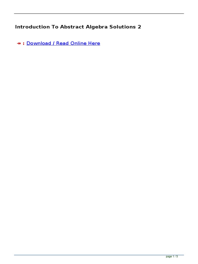 Read Online Here: Introduction To Abstract Algebra Solutions 2 | PDF ...