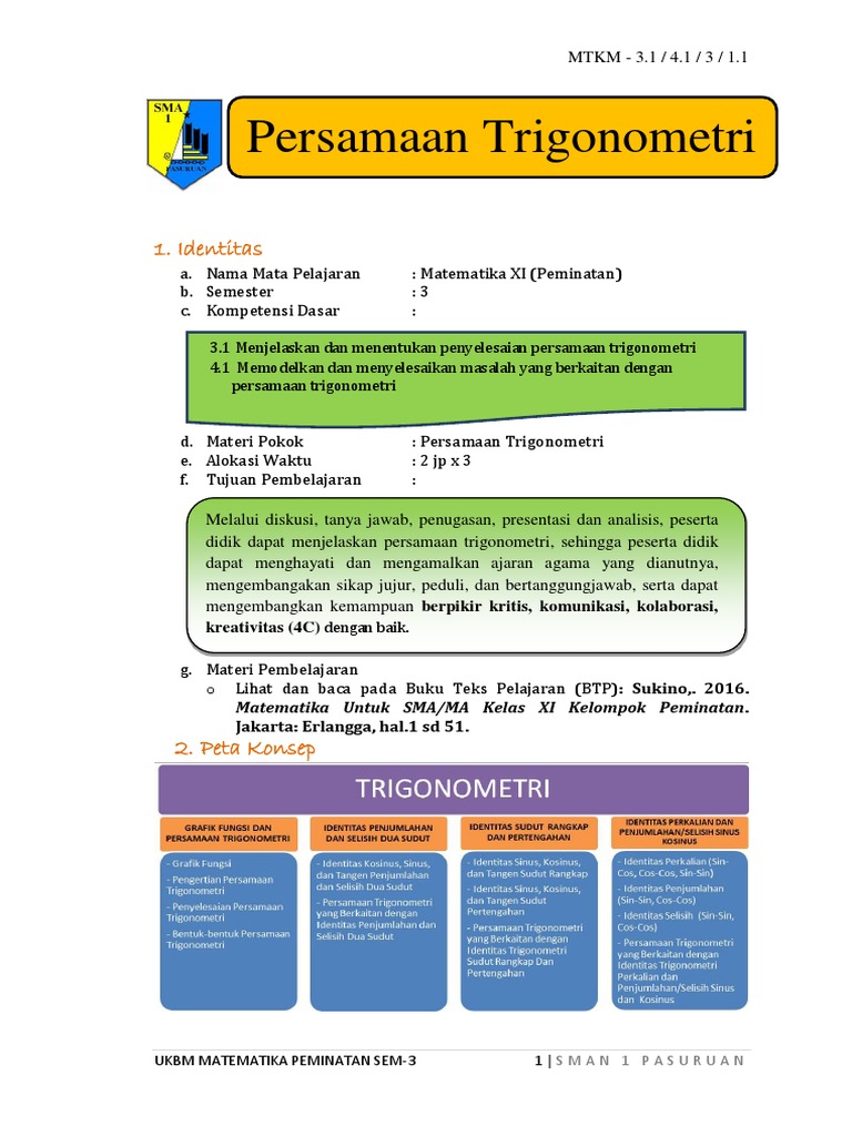 Persamaan Trigonometri Ukbm Mat Minat Sem 3 Pdf