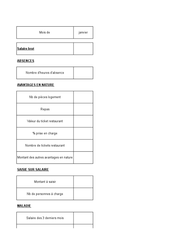 Calcul De La Paie Fiche De Paie 1 Bulletin De Salaire