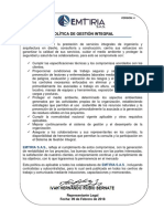 Politica Del Sistema de Gestion Integral Version 4 PDF