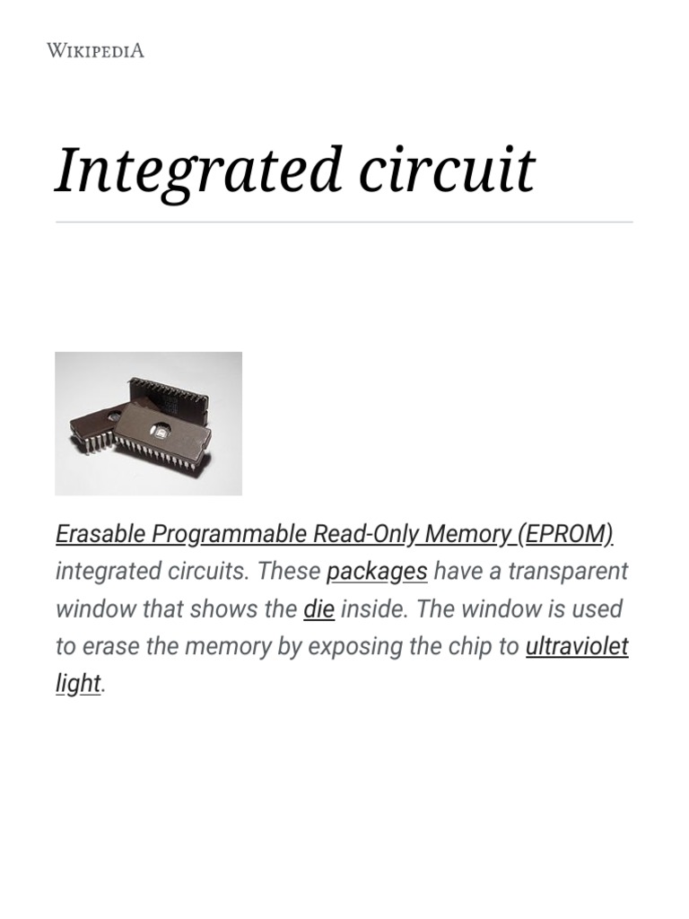 Integrated Circuit Wikipedia PDF PDF Semiconductor Device