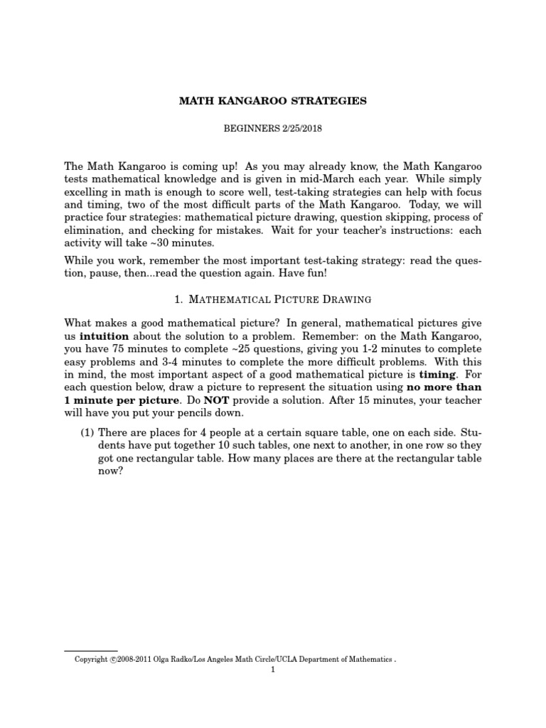 Math Kangaroo Strategies PDF Teaching Mathematics Nature