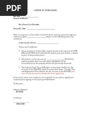 Offer to Purchase