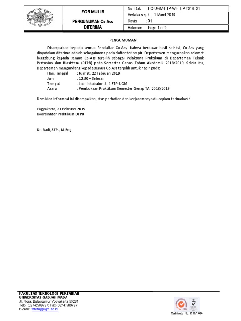 Daftar Coass Diterima | PDF