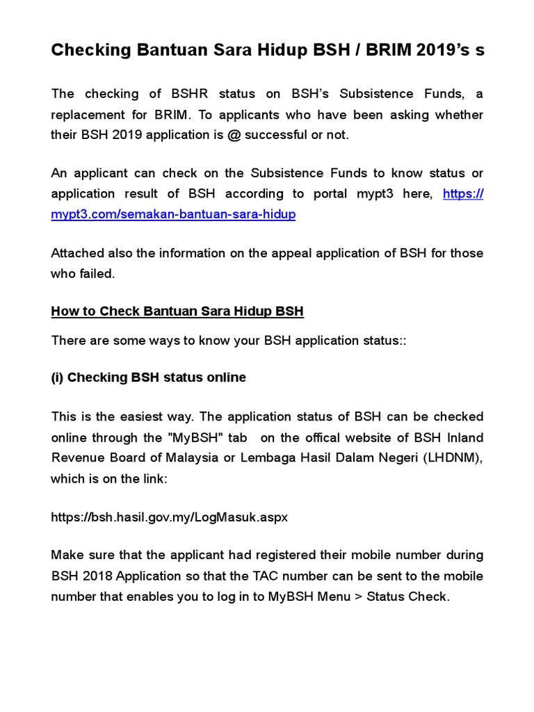 Bantuan Sara Hidup BSH  PDF  Mobile App  Mobile Technology