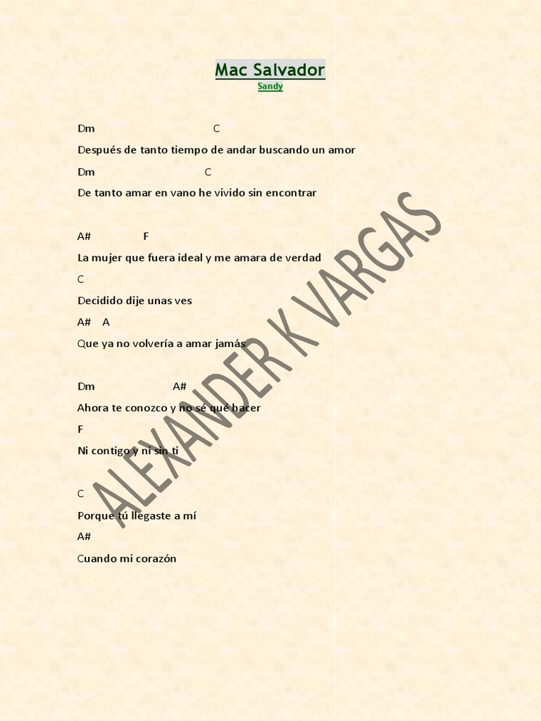 Letras y acordes de Mac Salvador | PDF
