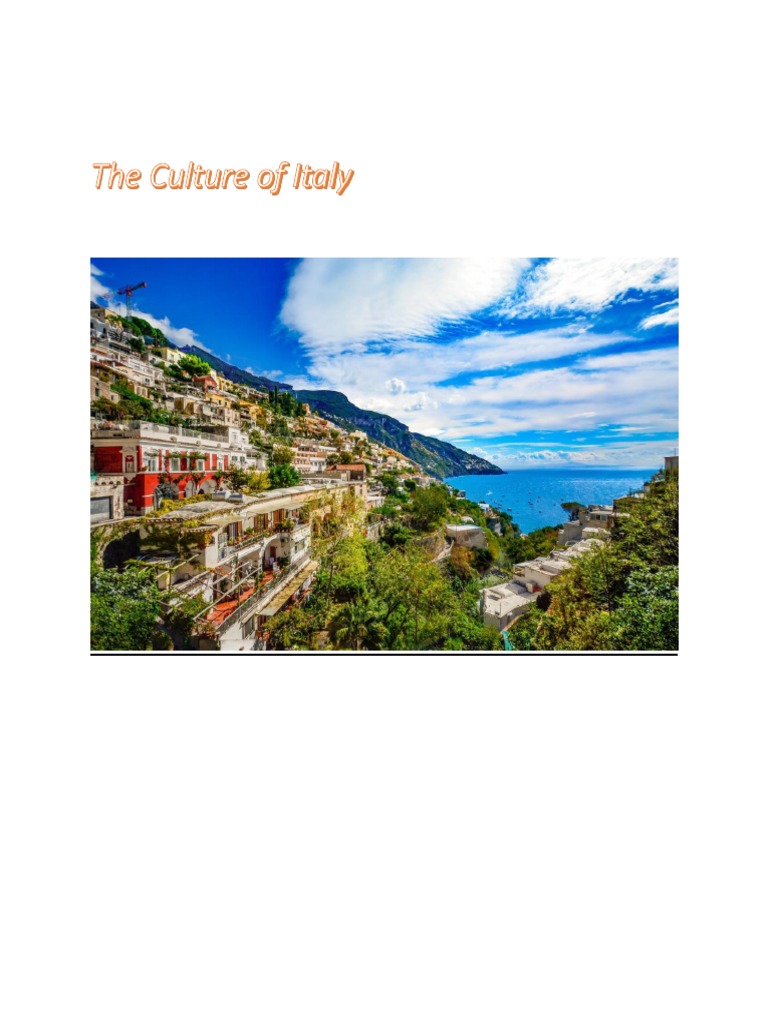 The Culture of Italy | PDF | Traditions | Sociology