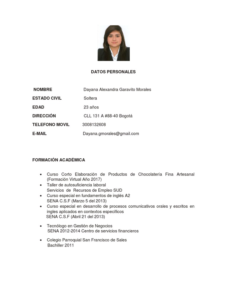 Perfil Profesional de Dayana Garavito | PDF | Calidad (comercial ...