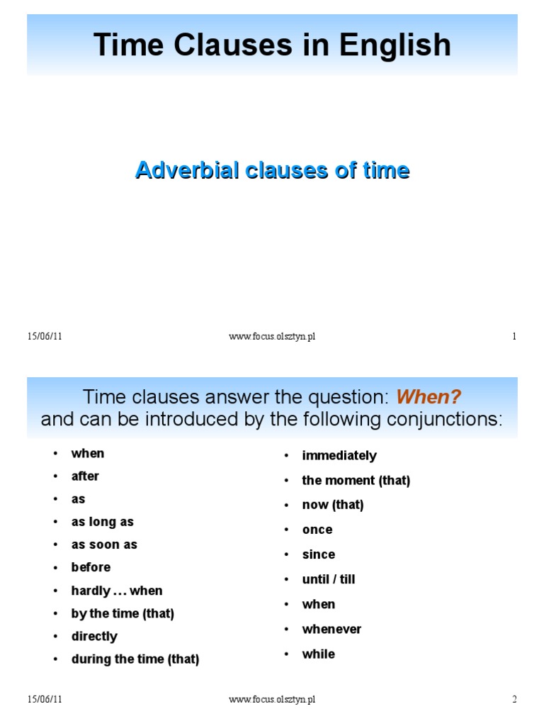 Time Clauses PDF PDF Onomastics Languages
