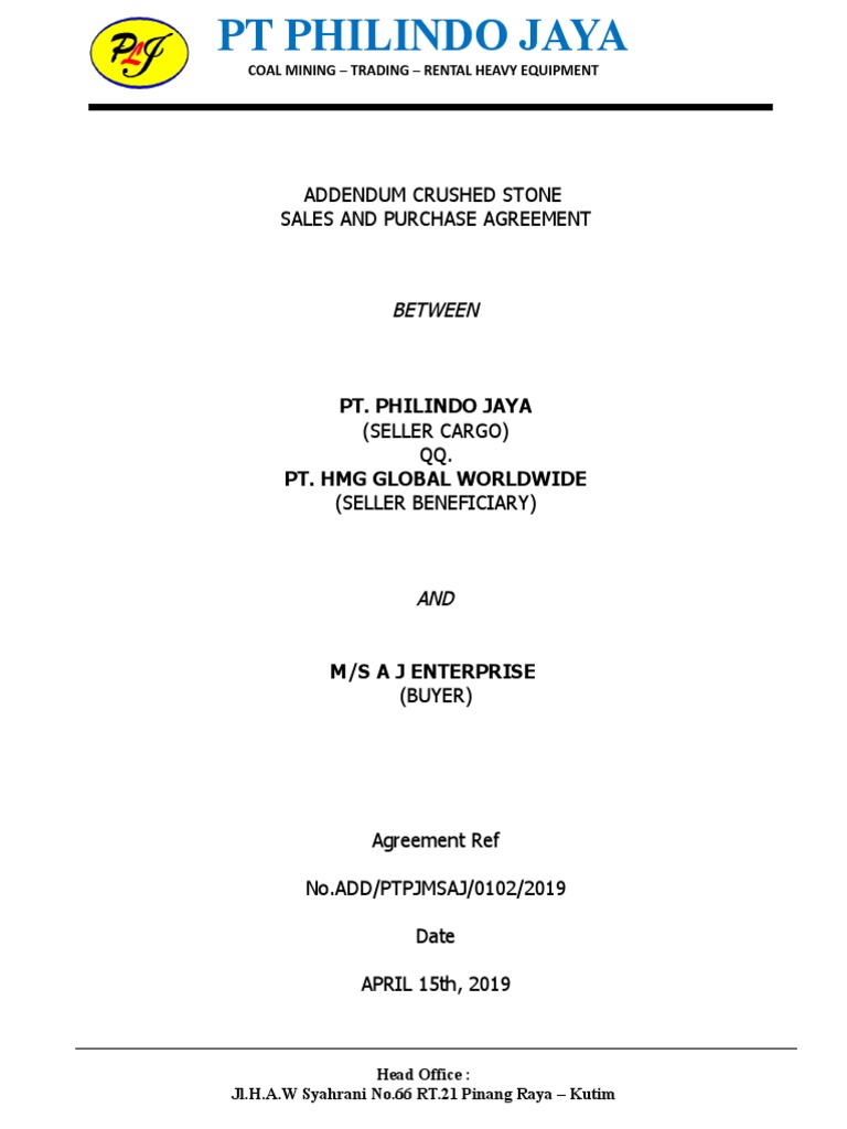 Crushed Stone Sales Addendum 2019 | PDF | Private Law | Business Law