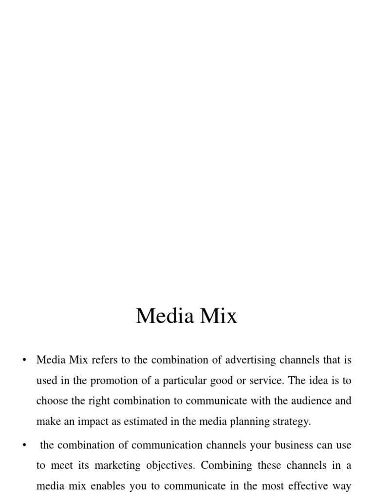 Media Mix PDF Mass Media Audience
