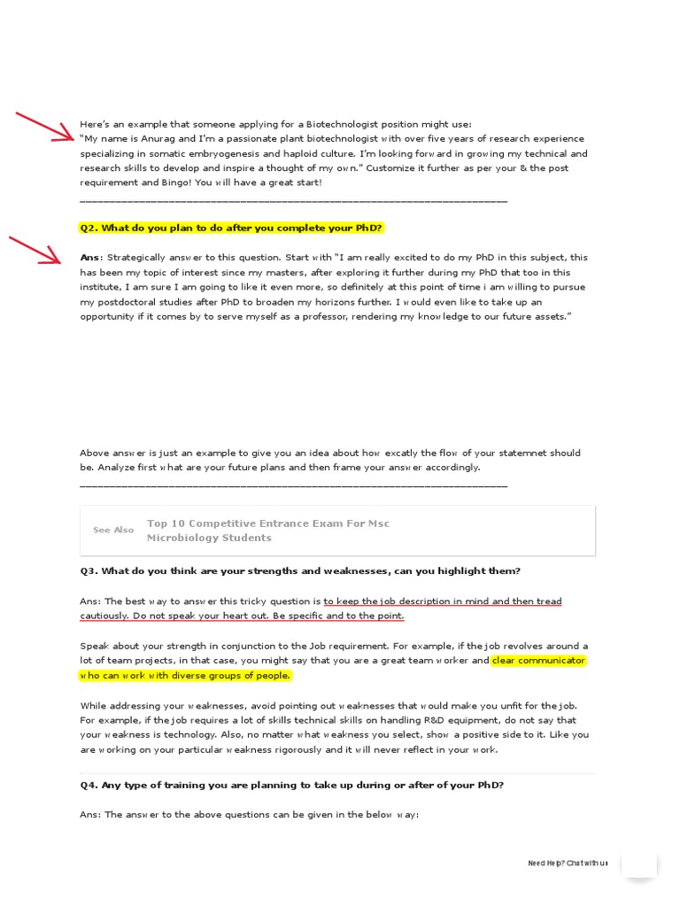 MSC Microbiology Interview Preparation Guide | PDF | Psychology | Learning