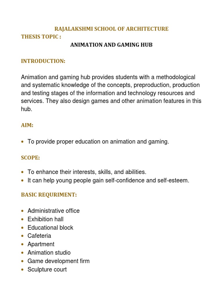 Animation and Gaming Hub Thesis Overview | PDF | Games & Activities | Art