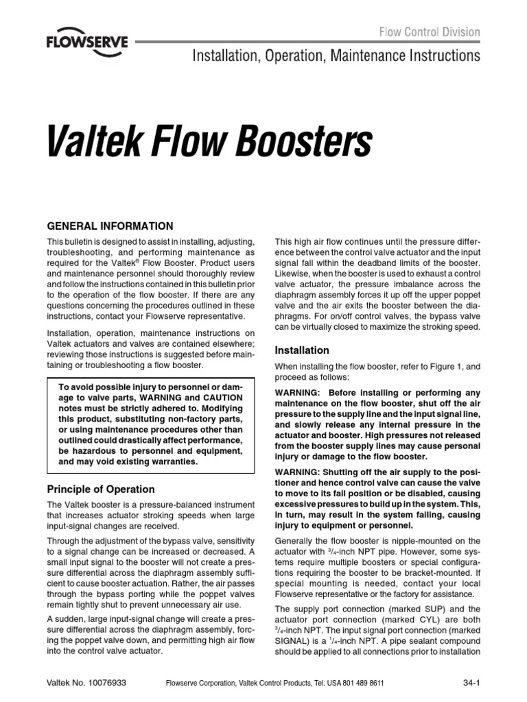 Valtek Flow Boosters: General Information | PDF | Valve | Actuator