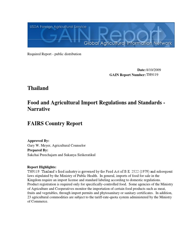 food import regulations