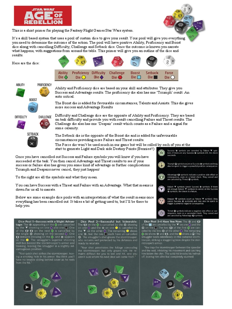 FFG Star Wars Dice System Primer | PDF | Games &amp; Activities | Self ...