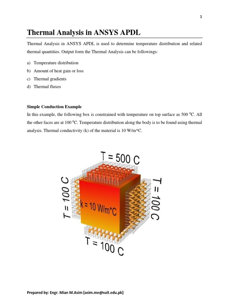Thermal Analysis in ANSYS APDL Guide | PDF | Thermal Conduction | Heat