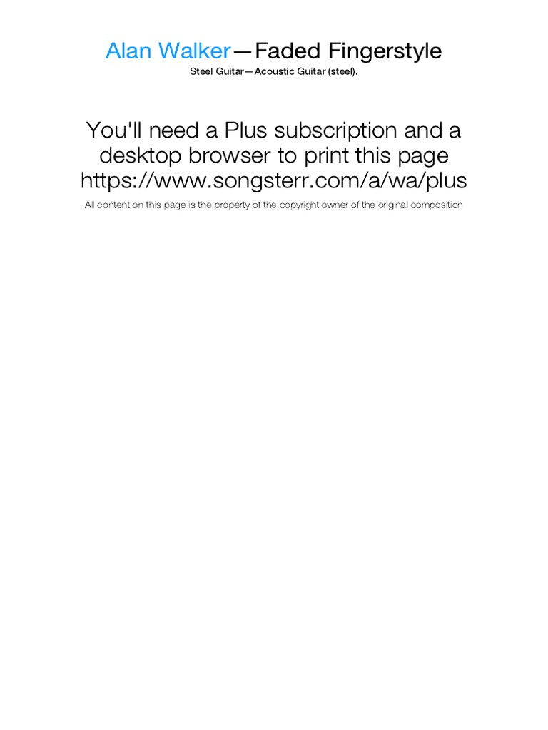 Faded Fingerstyle Tab by Alan Walker Steel Guitar Acoustic Guitar