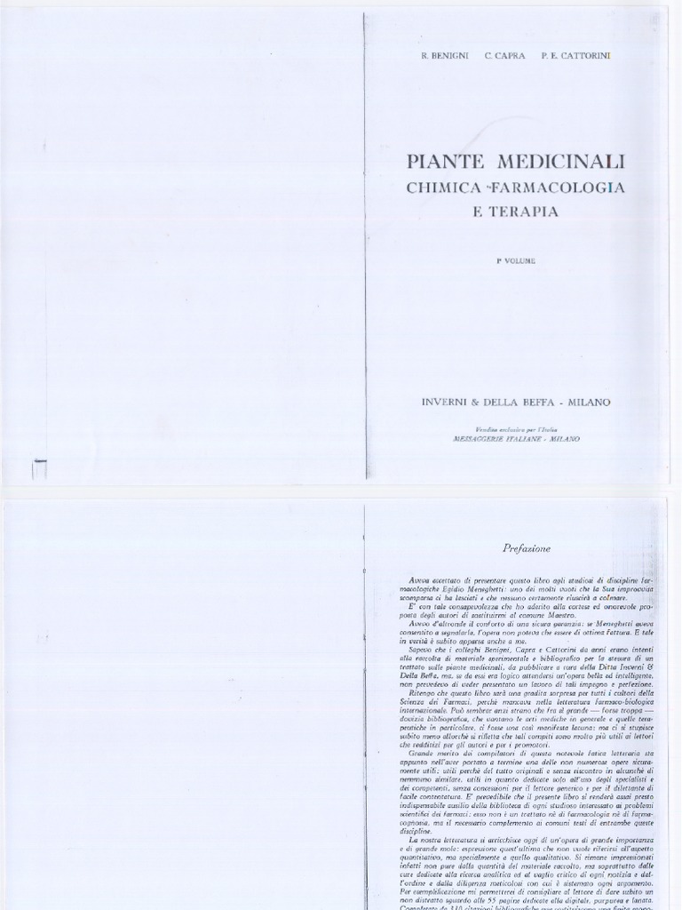 Piante Medicinali. Chimica, Farmacologia e Terapia - R. Benigni, C ...
