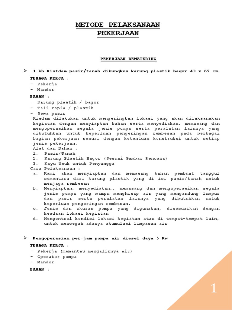 Metode Pelaksanaan Kisdam dan Dewatering | PDF