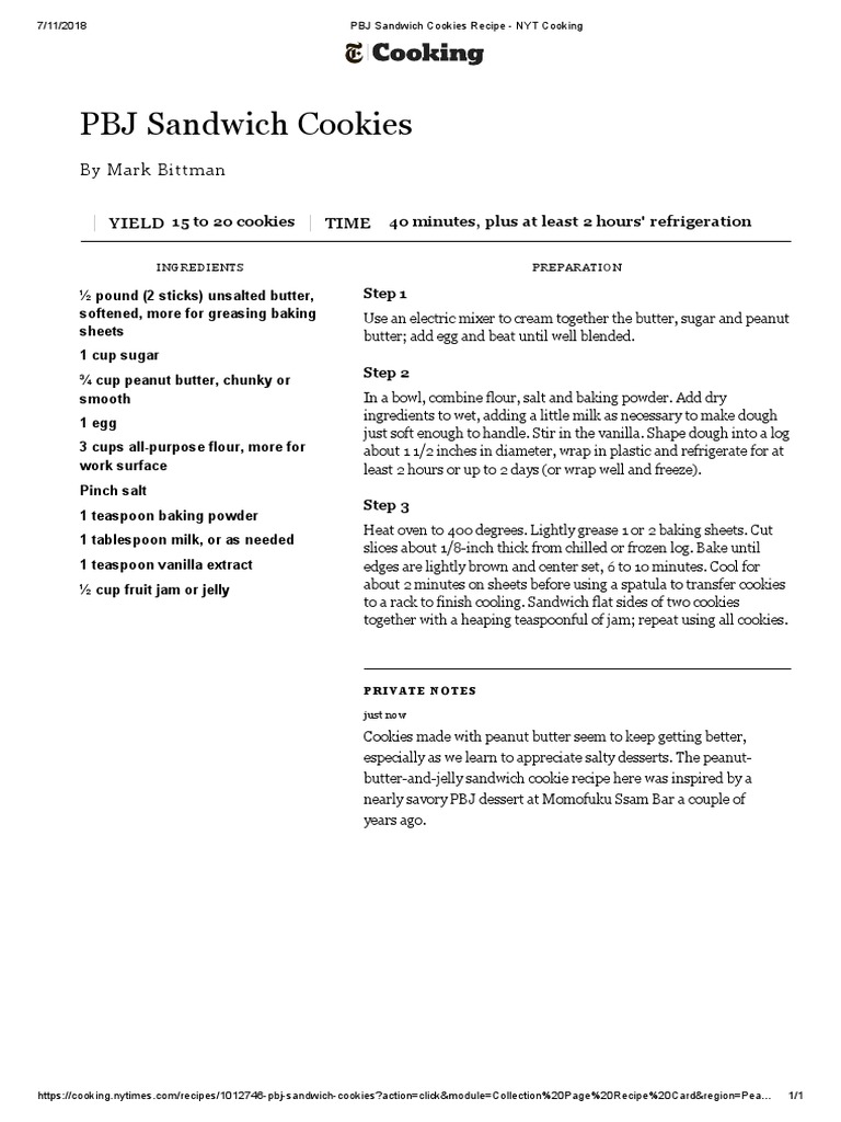 PBJ Sandwich Cookies Recipe NYT Cooking PDF Butter Baking