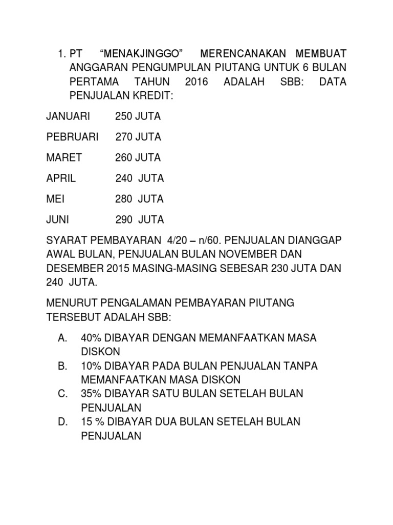 Soal Latihan Piutang