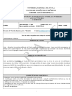 Programa Da Disciplina de Introdução Ao Estudo Do Direito PDF