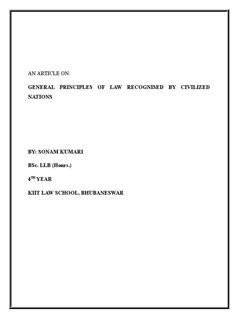 General Principles of Law in International Context | PDF ...