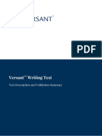 Versant Writing Test Description Validation Summary