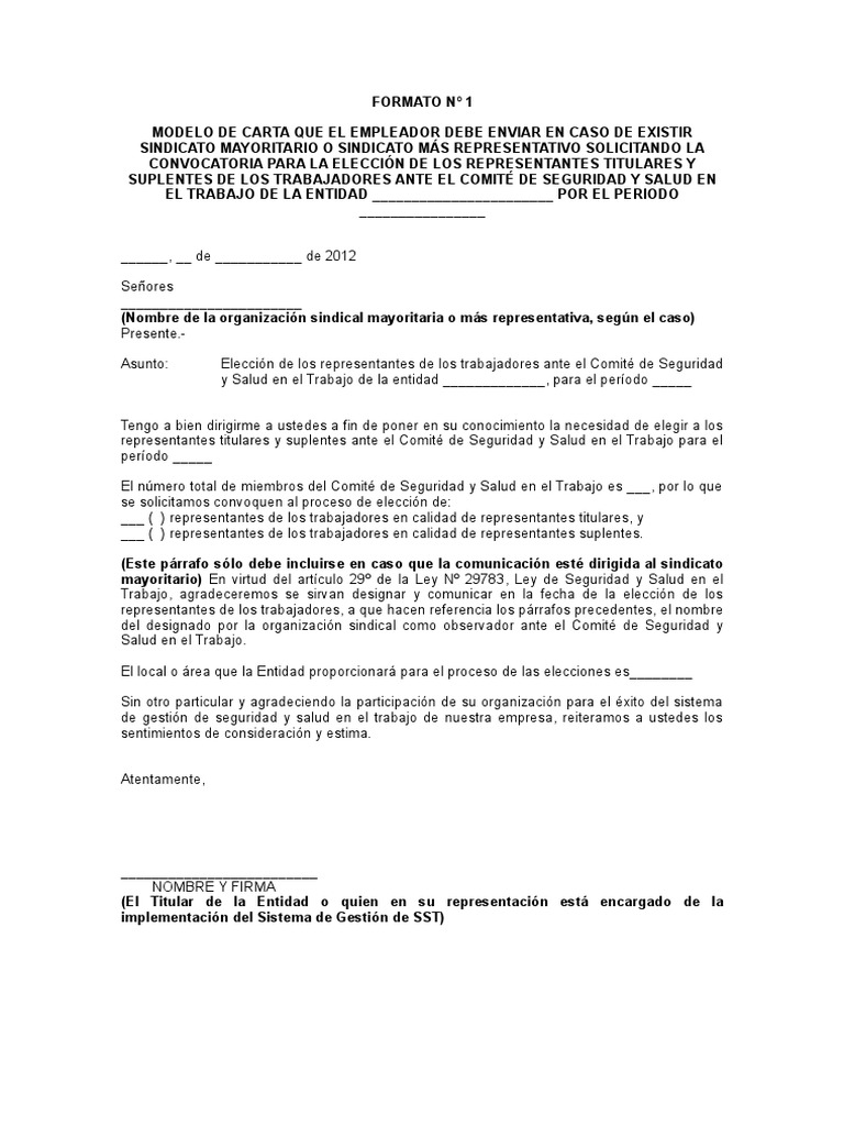 Modelo Carta Empleador | PDF | Sindicato | Gobierno