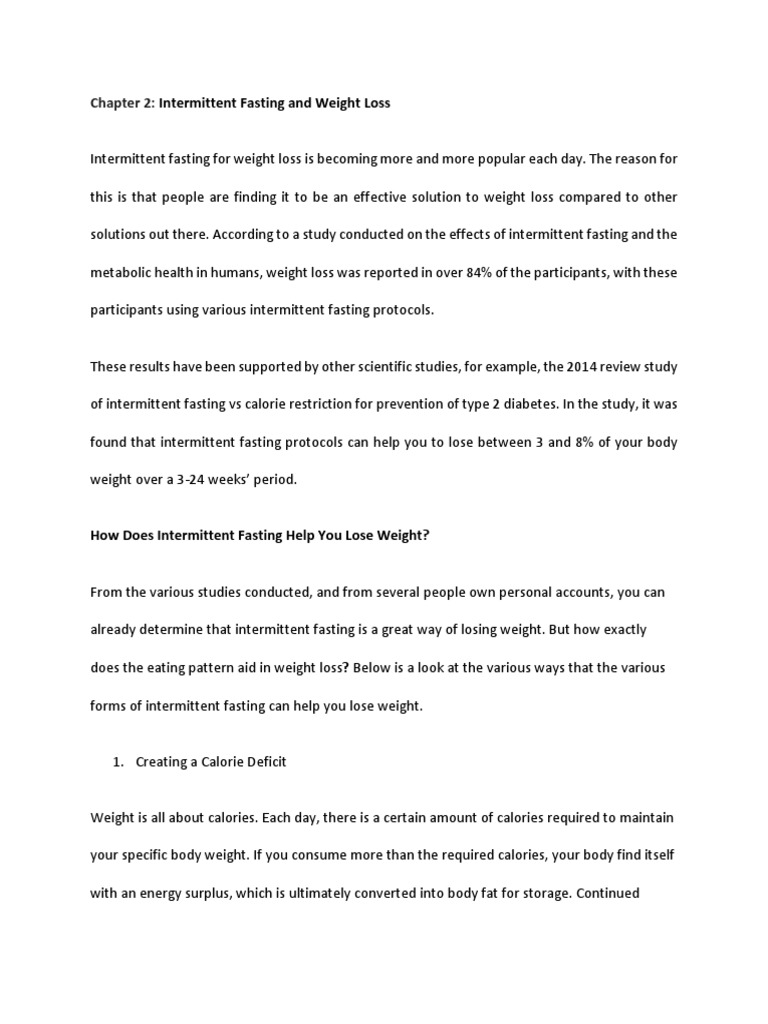 Chapter 2 Intermittent Fasting and Weight Loss | PDF | Dieting | Weight ...