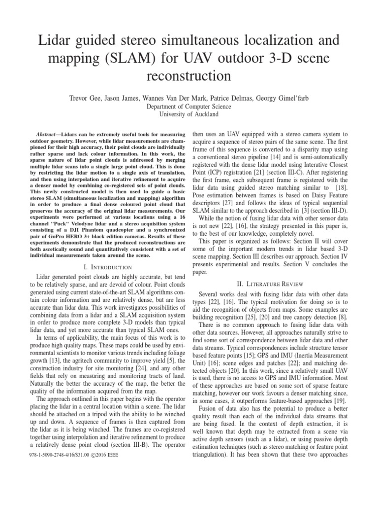Lidar Guided Stereo Simultaneous Localization and Mapping (SLAM) For ...