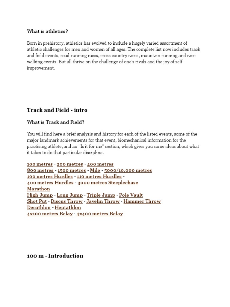 What Is Athletics | PDF | Track And Field | Sport Of Athletics