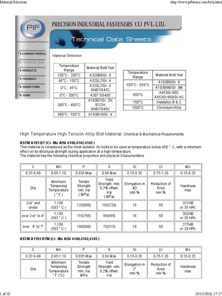 Bolt Material Selection Guide | PDF | Ultimate Tensile Strength ...
