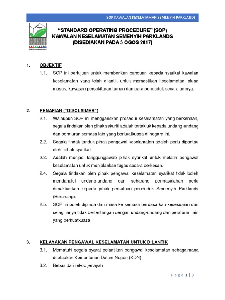 Sop Kawalan Keselamatan Pdf