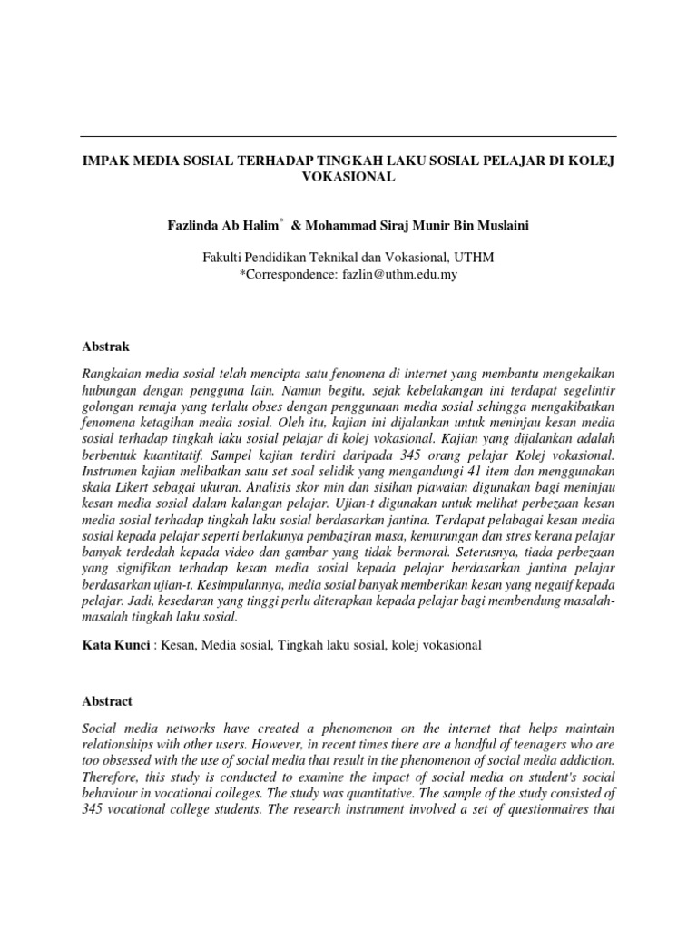 Kesan Ketagihan Media Sosial Remaja Pdf