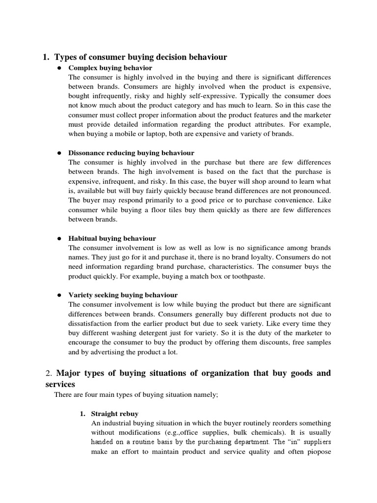Consumer Buying Behavior Types Explained | PDF | Market Segmentation ...
